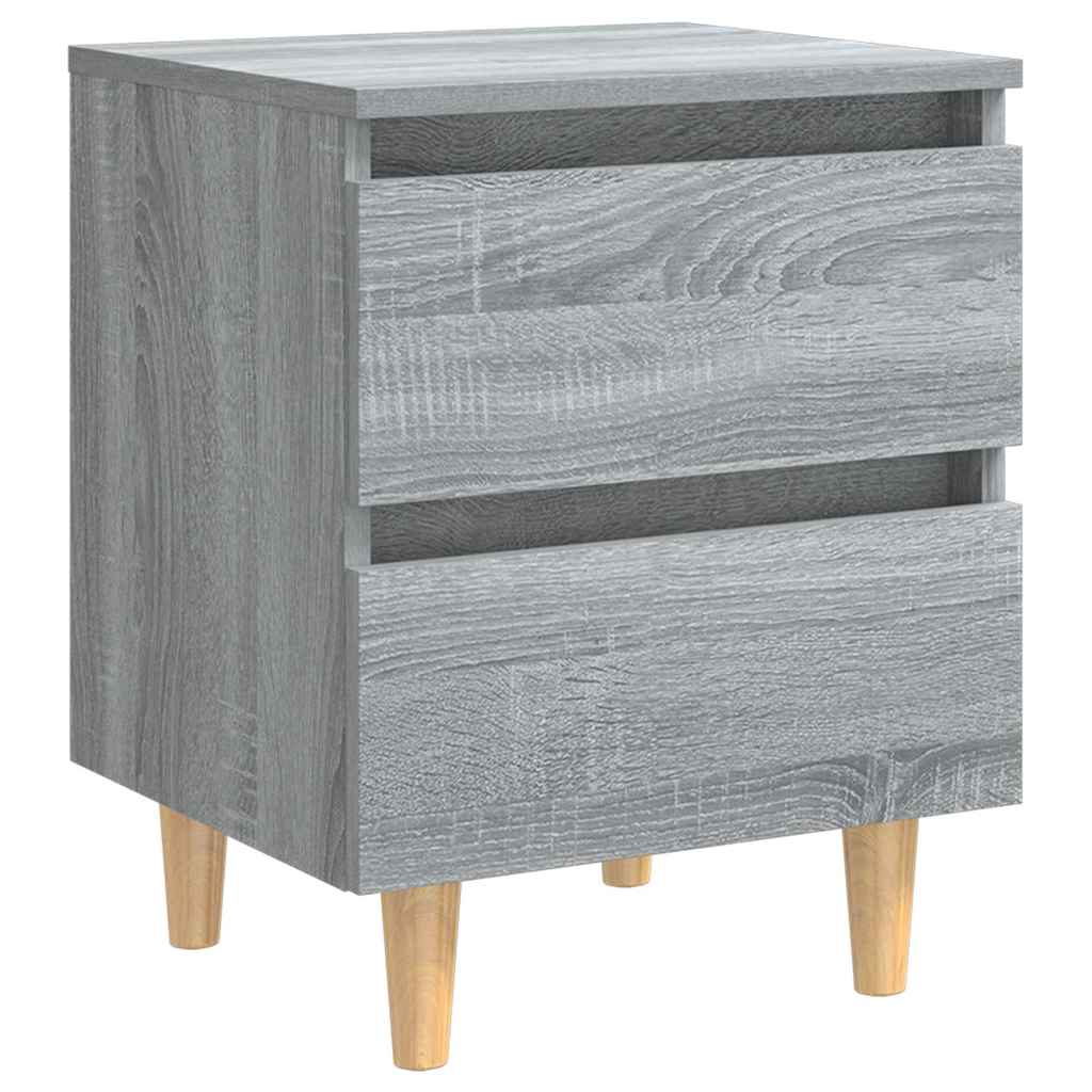 813125 vidaXL Bed Cabinets with Solid Wood Legs 2 pcs Grey Sonoma 40x35x50 cm