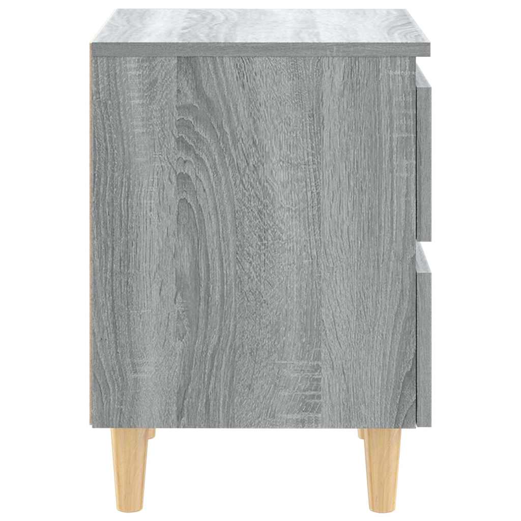 813125 vidaXL Bed Cabinets with Solid Wood Legs 2 pcs Grey Sonoma 40x35x50 cm