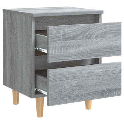 813125 vidaXL Bed Cabinets with Solid Wood Legs 2 pcs Grey Sonoma 40x35x50 cm