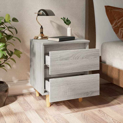 813125 vidaXL Bed Cabinets with Solid Wood Legs 2 pcs Grey Sonoma 40x35x50 cm