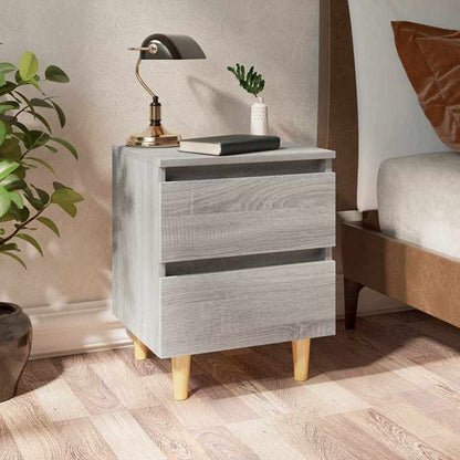 813125 vidaXL Bed Cabinets with Solid Wood Legs 2 pcs Grey Sonoma 40x35x50 cm