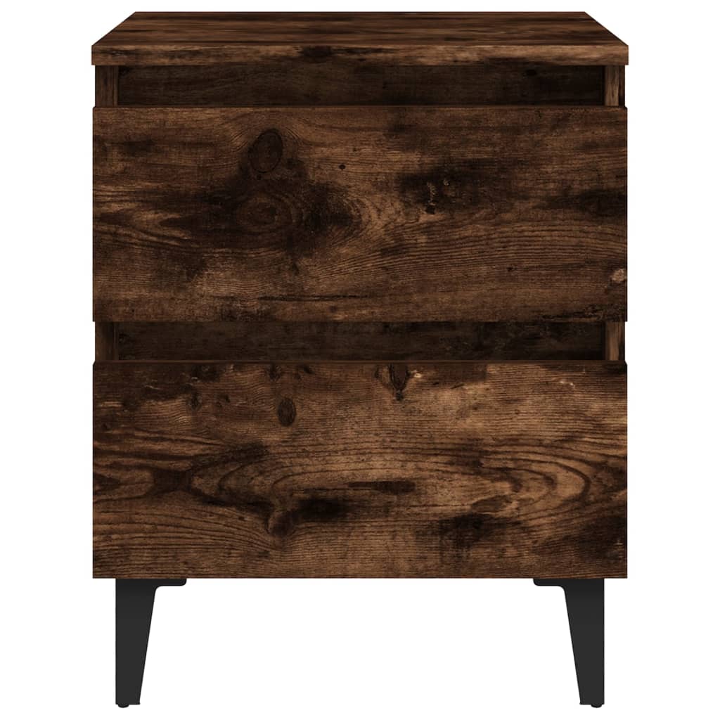 Bed Cabinets with Metal Legs 2 pcs Smoked Oak 40x35x50 cm