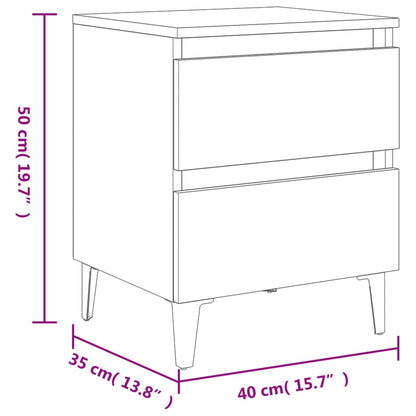 Bed Cabinets with Metal Legs 2 pcs Smoked Oak 40x35x50 cm