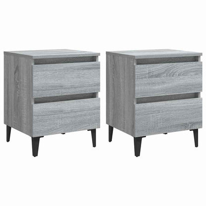 813131 vidaXL Bed Cabinets with Metal Legs 2 pcs Grey Sonoma 40x35x50 cm