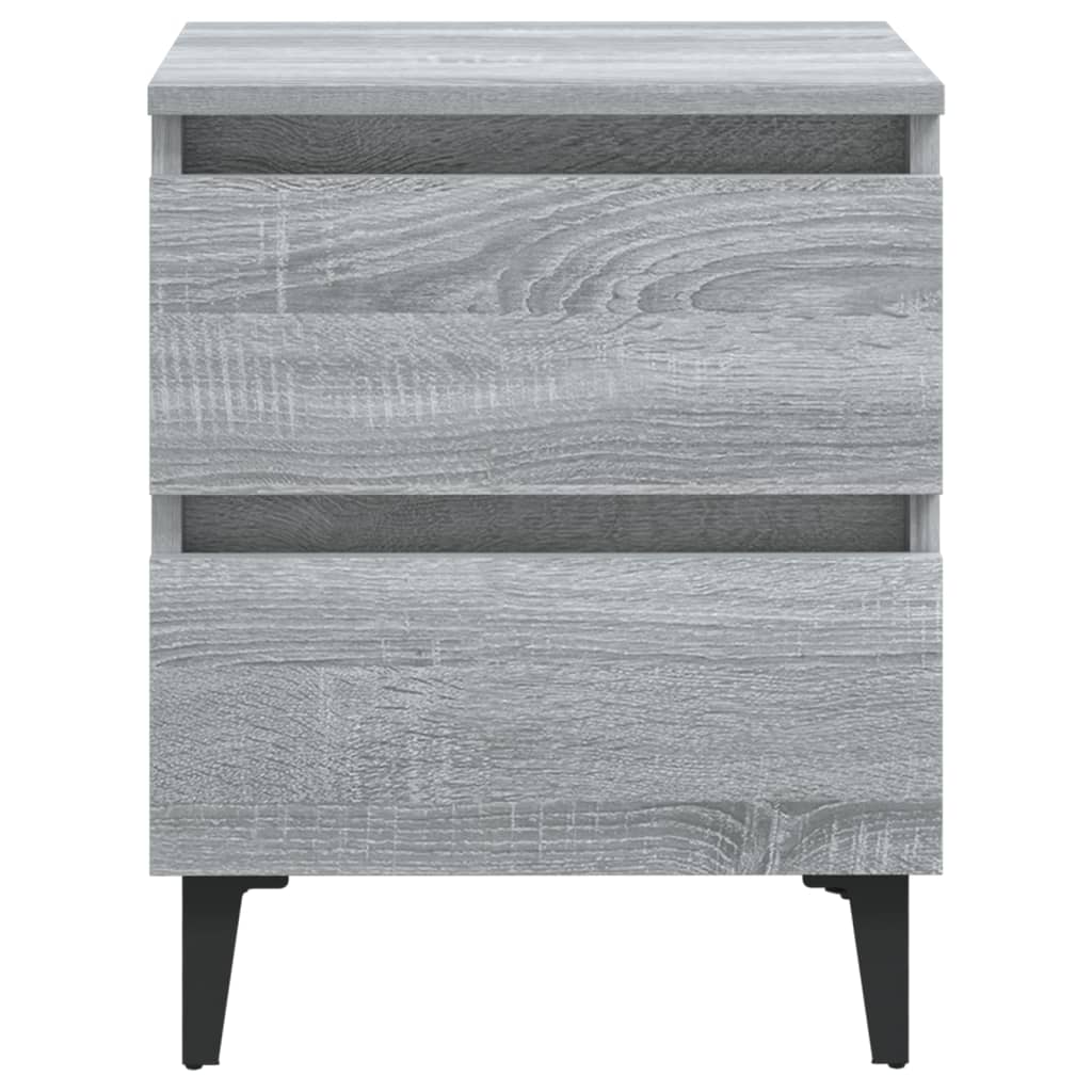 Bed Cabinets with Metal Legs 2 pcs Grey Sonoma 40x35x50 cm