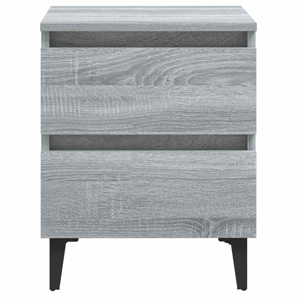 813131 vidaXL Bed Cabinets with Metal Legs 2 pcs Grey Sonoma 40x35x50 cm