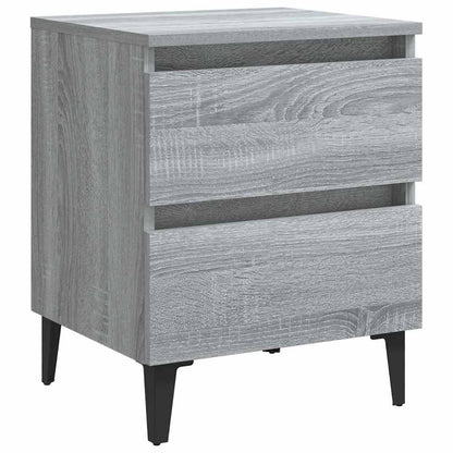 813131 vidaXL Bed Cabinets with Metal Legs 2 pcs Grey Sonoma 40x35x50 cm