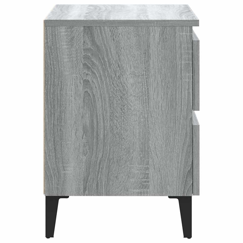 813131 vidaXL Bed Cabinets with Metal Legs 2 pcs Grey Sonoma 40x35x50 cm