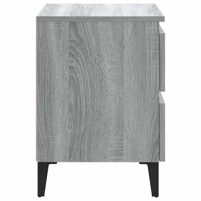 813131 vidaXL Bed Cabinets with Metal Legs 2 pcs Grey Sonoma 40x35x50 cm