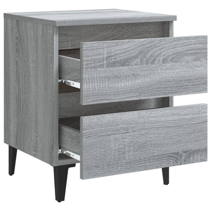 Bed Cabinets with Metal Legs 2 pcs Grey Sonoma 40x35x50 cm
