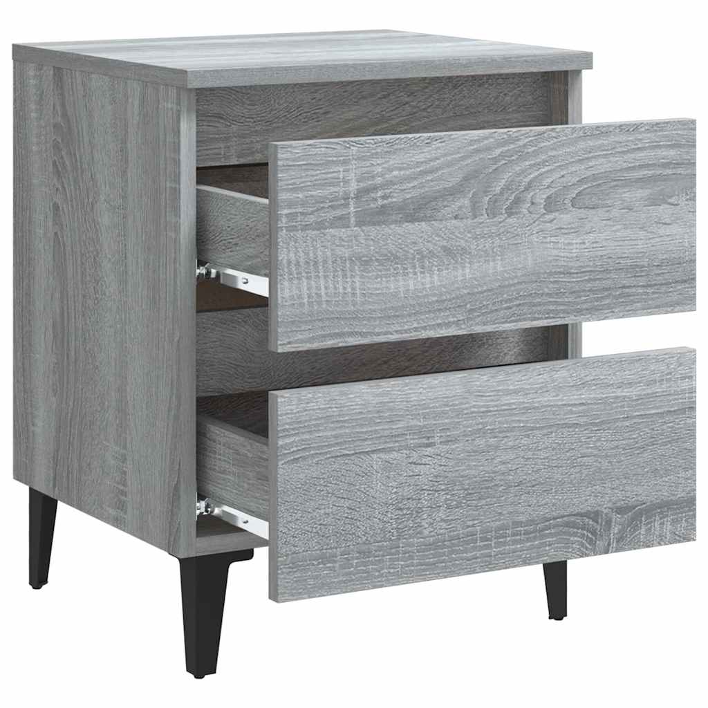 813131 vidaXL Bed Cabinets with Metal Legs 2 pcs Grey Sonoma 40x35x50 cm