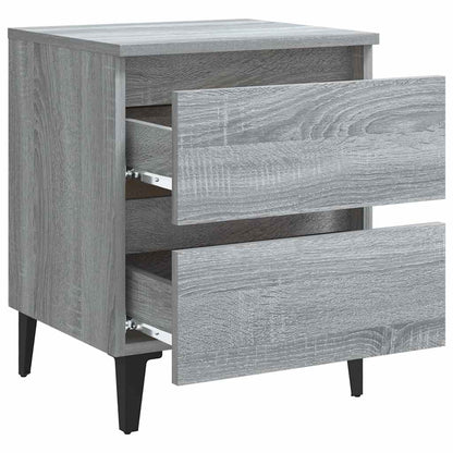 813131 vidaXL Bed Cabinets with Metal Legs 2 pcs Grey Sonoma 40x35x50 cm