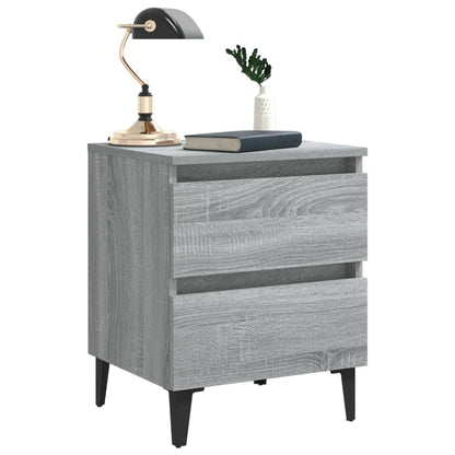 Bed Cabinets with Metal Legs 2 pcs Grey Sonoma 40x35x50 cm