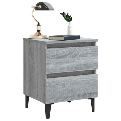 813131 vidaXL Bed Cabinets with Metal Legs 2 pcs Grey Sonoma 40x35x50 cm