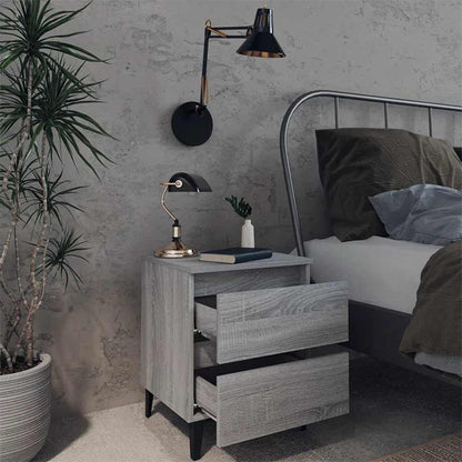 Bed Cabinets with Metal Legs 2 pcs Grey Sonoma 40x35x50 cm