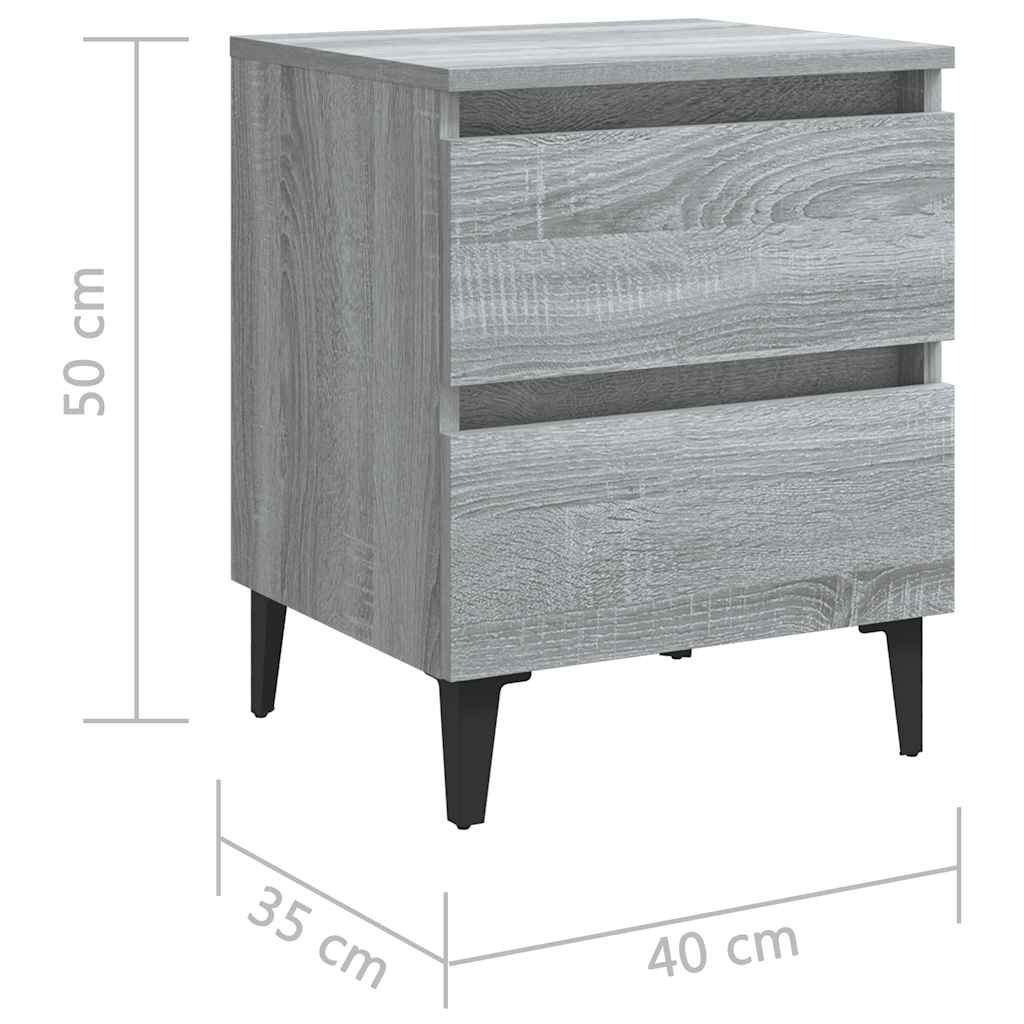 Bed Cabinets with Metal Legs 2 pcs Grey Sonoma 40x35x50 cm