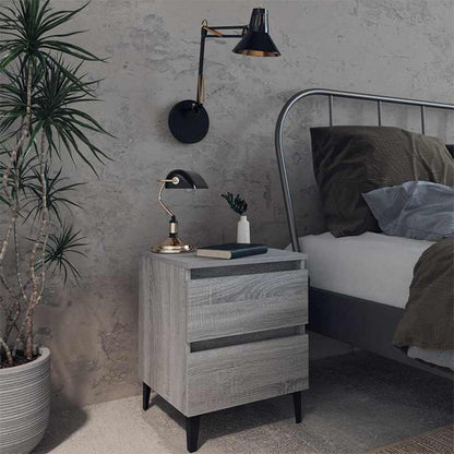 813131 vidaXL Bed Cabinets with Metal Legs 2 pcs Grey Sonoma 40x35x50 cm