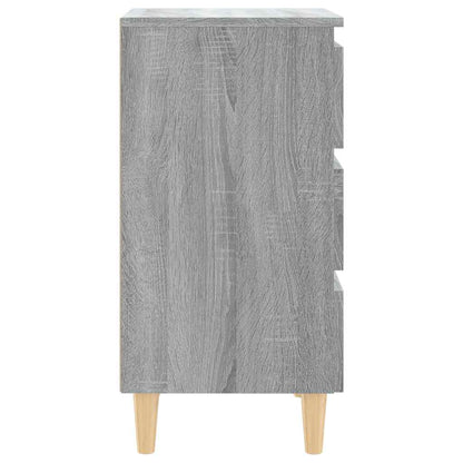 Bed Cabinet with Solid Wood Legs Grey Sonoma 40x35x69 cm