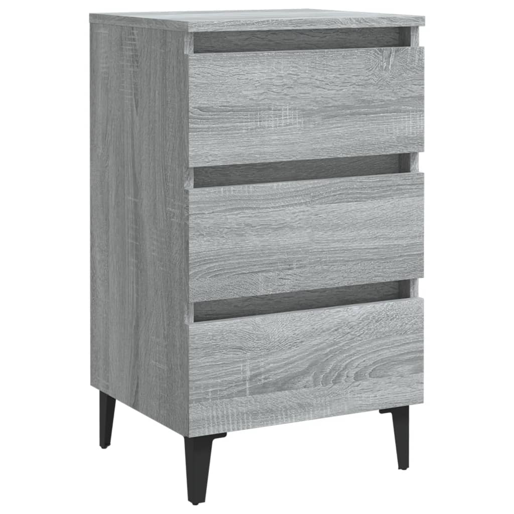 813142 vidaXL Bed Cabinet with Metal Legs Grey Sonoma 40x35x69 cm