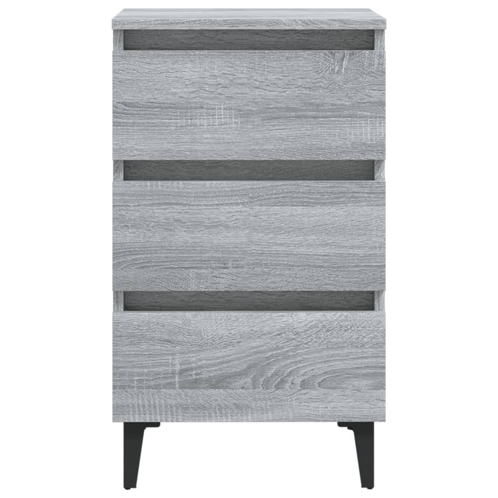 813142 vidaXL Bed Cabinet with Metal Legs Grey Sonoma 40x35x69 cm
