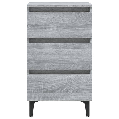 813142 vidaXL Bed Cabinet with Metal Legs Grey Sonoma 40x35x69 cm