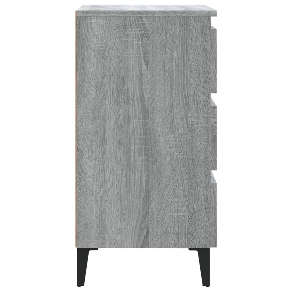 813142 vidaXL Bed Cabinet with Metal Legs Grey Sonoma 40x35x69 cm