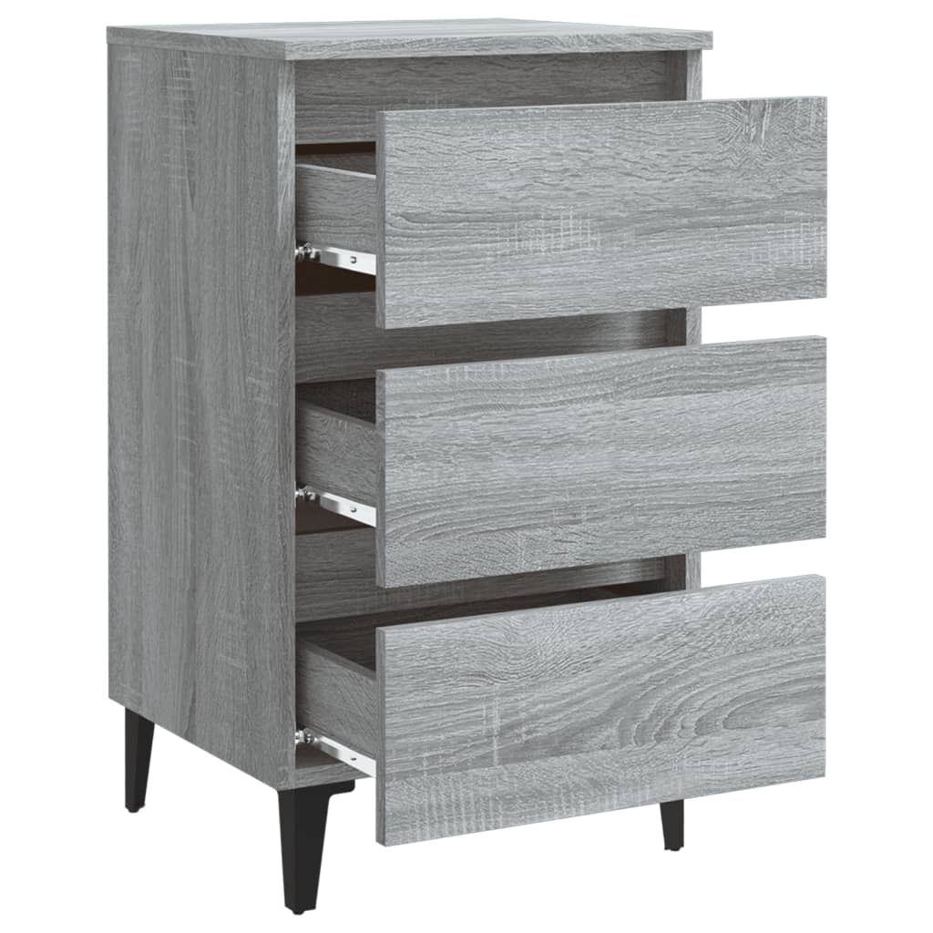 813142 vidaXL Bed Cabinet with Metal Legs Grey Sonoma 40x35x69 cm