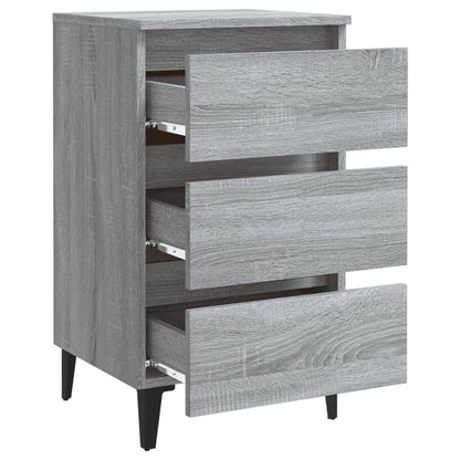 813142 vidaXL Bed Cabinet with Metal Legs Grey Sonoma 40x35x69 cm
