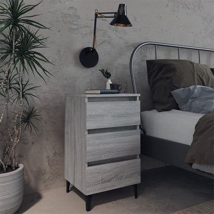 813142 vidaXL Bed Cabinet with Metal Legs Grey Sonoma 40x35x69 cm