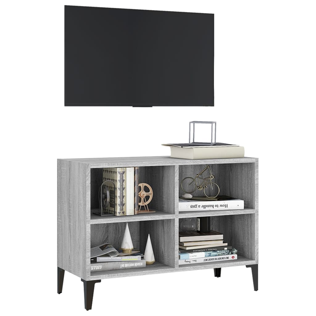 TV Cabinet with Metal Legs Grey Sonoma 69.5x30x50 cm