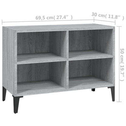 TV Cabinet with Metal Legs Grey Sonoma 69.5x30x50 cm