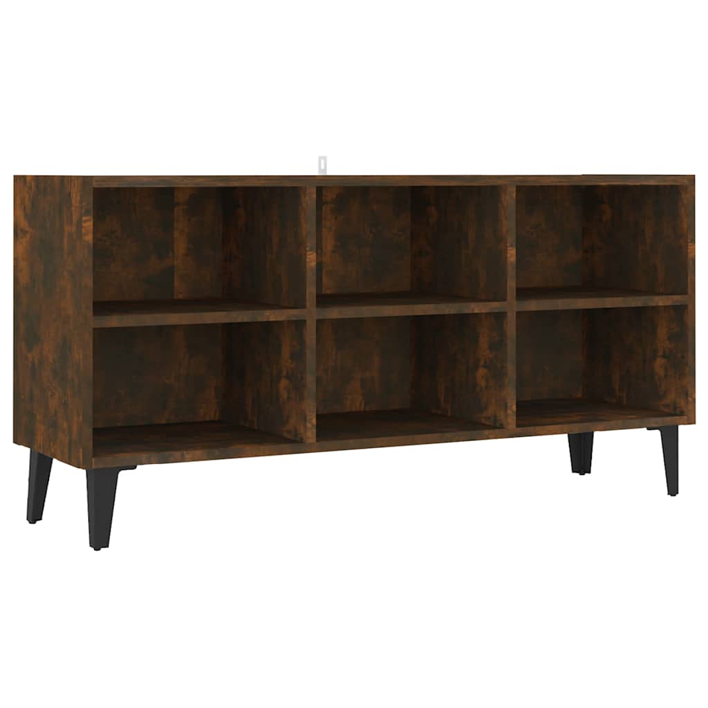 TV Cabinet with Metal Legs Smoked Oak 103,5x30x50 cm
