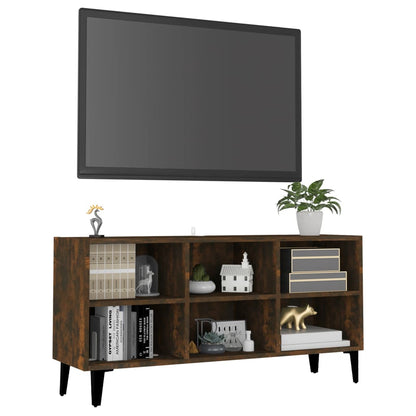 TV Cabinet with Metal Legs Smoked Oak 103.5x30x50 cm