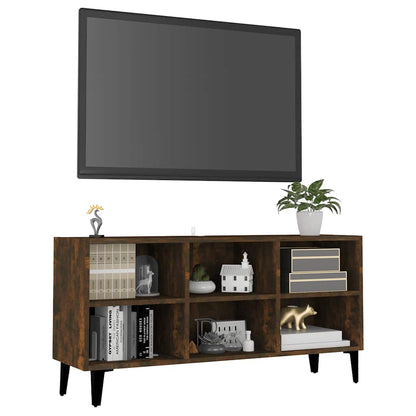 TV Cabinet with Metal Legs Smoked Oak 103,5x30x50 cm
