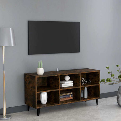 TV Cabinet with Metal Legs Smoked Oak 103,5x30x50 cm