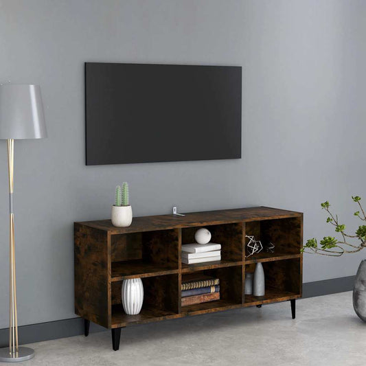 TV Cabinet with Metal Legs Smoked Oak 103,5x30x50 cm