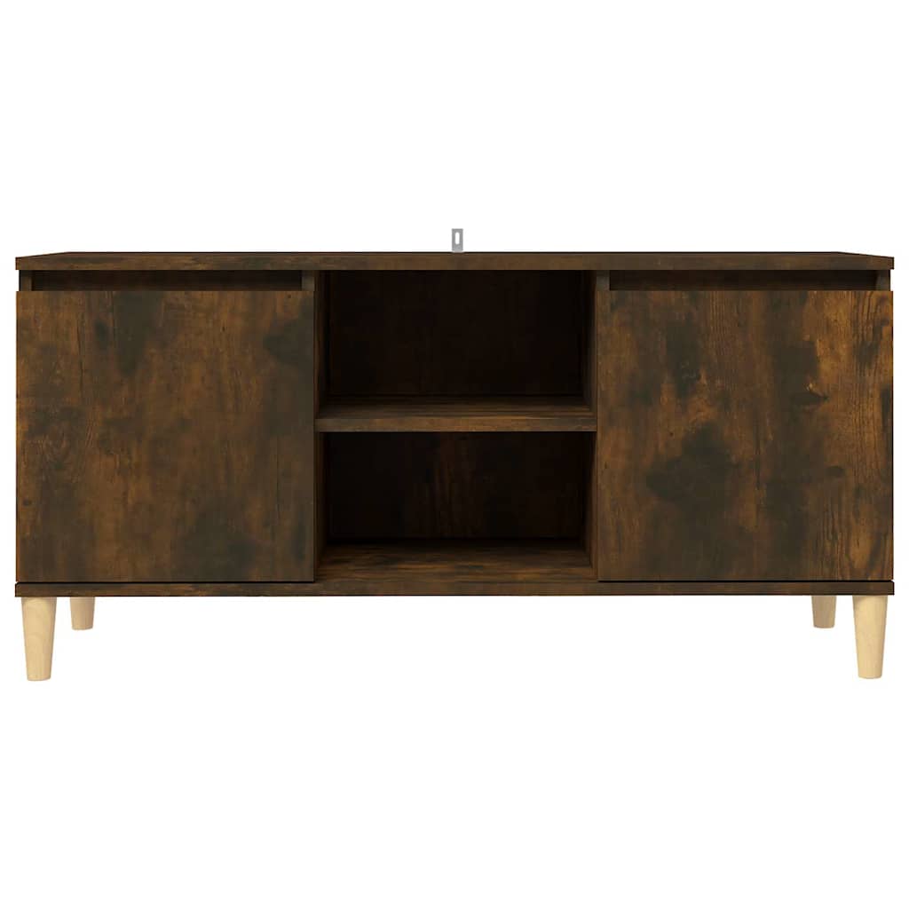 813158 vidaXL TV Cabinet with Solid Wood Legs Smoked Oak 103,5x35x50 cm