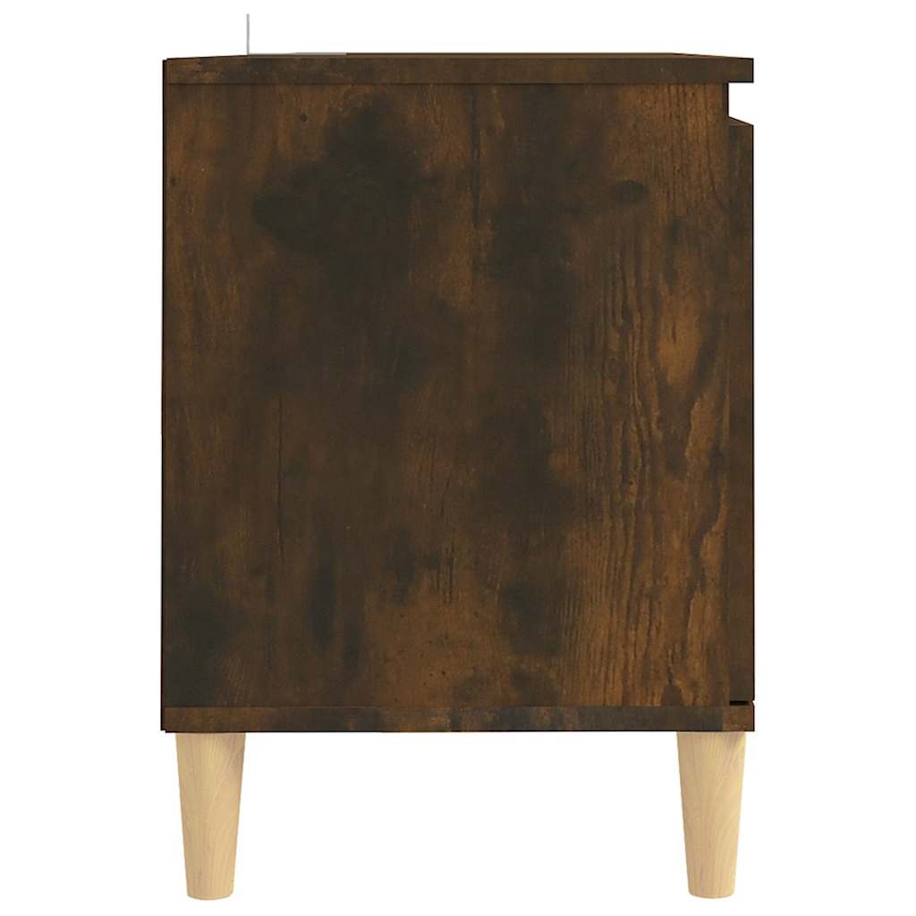 813158 vidaXL TV Cabinet with Solid Wood Legs Smoked Oak 103,5x35x50 cm