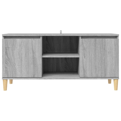 TV Cabinet with Solid Wood Legs Grey Sonoma 103,5x35x50 cm