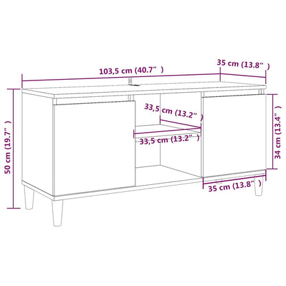TV Cabinet with Solid Wood Legs Grey Sonoma 103,5x35x50 cm