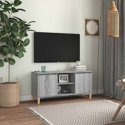 TV Cabinet with Solid Wood Legs Grey Sonoma 103,5x35x50 cm