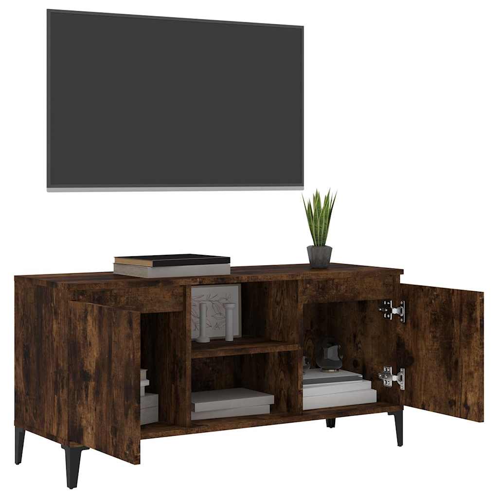 813161 vidaXL TV Cabinet with Metal Legs Smoked Oak 103,5x35x50 cm