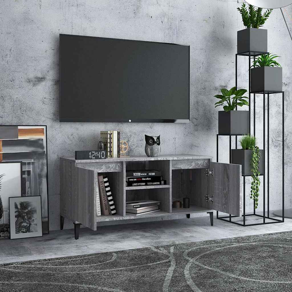 813162 vidaXL TV Cabinet with Metal Legs Grey Sonoma 103,5x35x50 cm