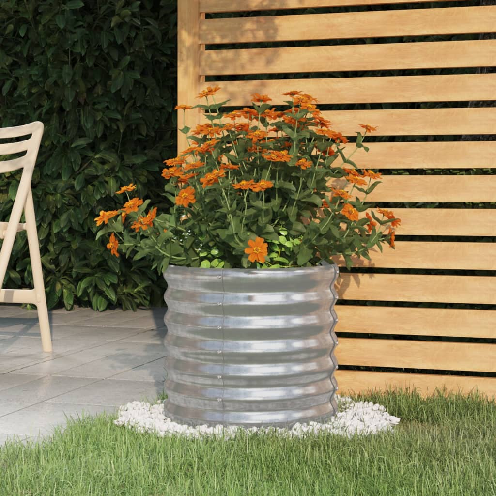 Garden Planter Galvanised Steel 40x40x36 cm Silver
