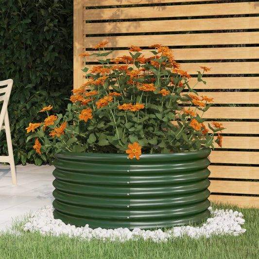 Garden Planter Galvanised Steel 80x80x36 cm Green