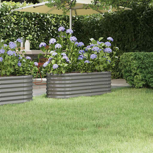 Garden Raised Bed | Grey | Powder-coated steel | Large | Durable