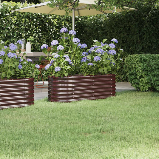 Garden Raised Bed | Brown | Powder-Coated Steel | 114 x 40 x 36 cm