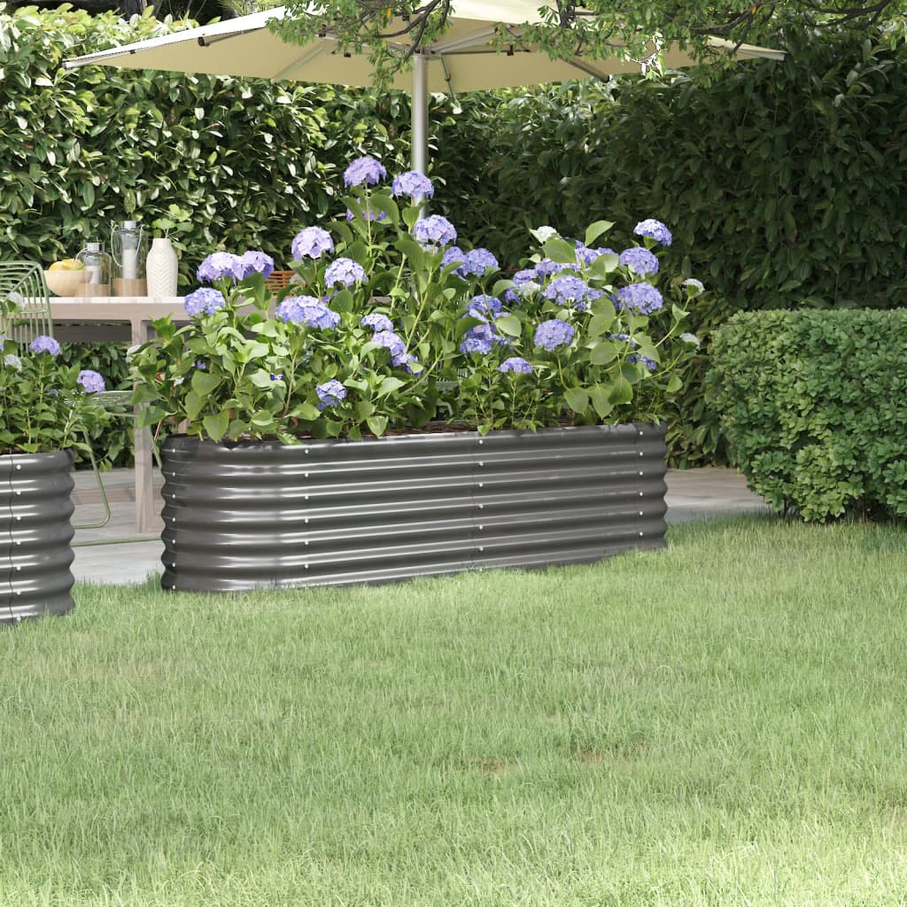 Garden Raised Bed | Grey | Powder-coated steel | 152 x 40 x 36 cm