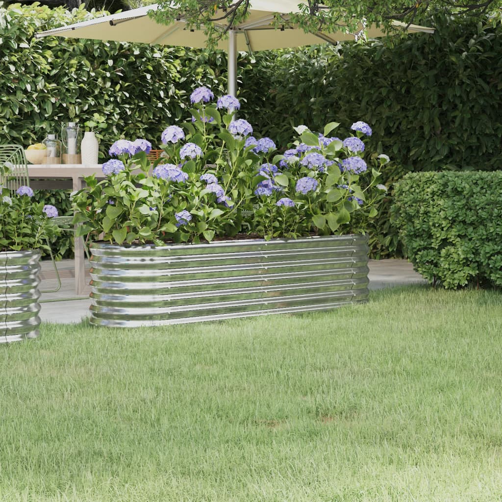 Garden Raised Bed | Silver | Powder-coated steel | 152 cm x 40 cm x 36 cm