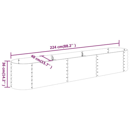 Garden Raised Bed | Green | Powder-coated steel | 224x40x36 cm